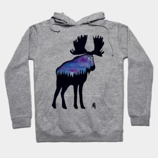 Forest Sky Hipster Moose Hoodie